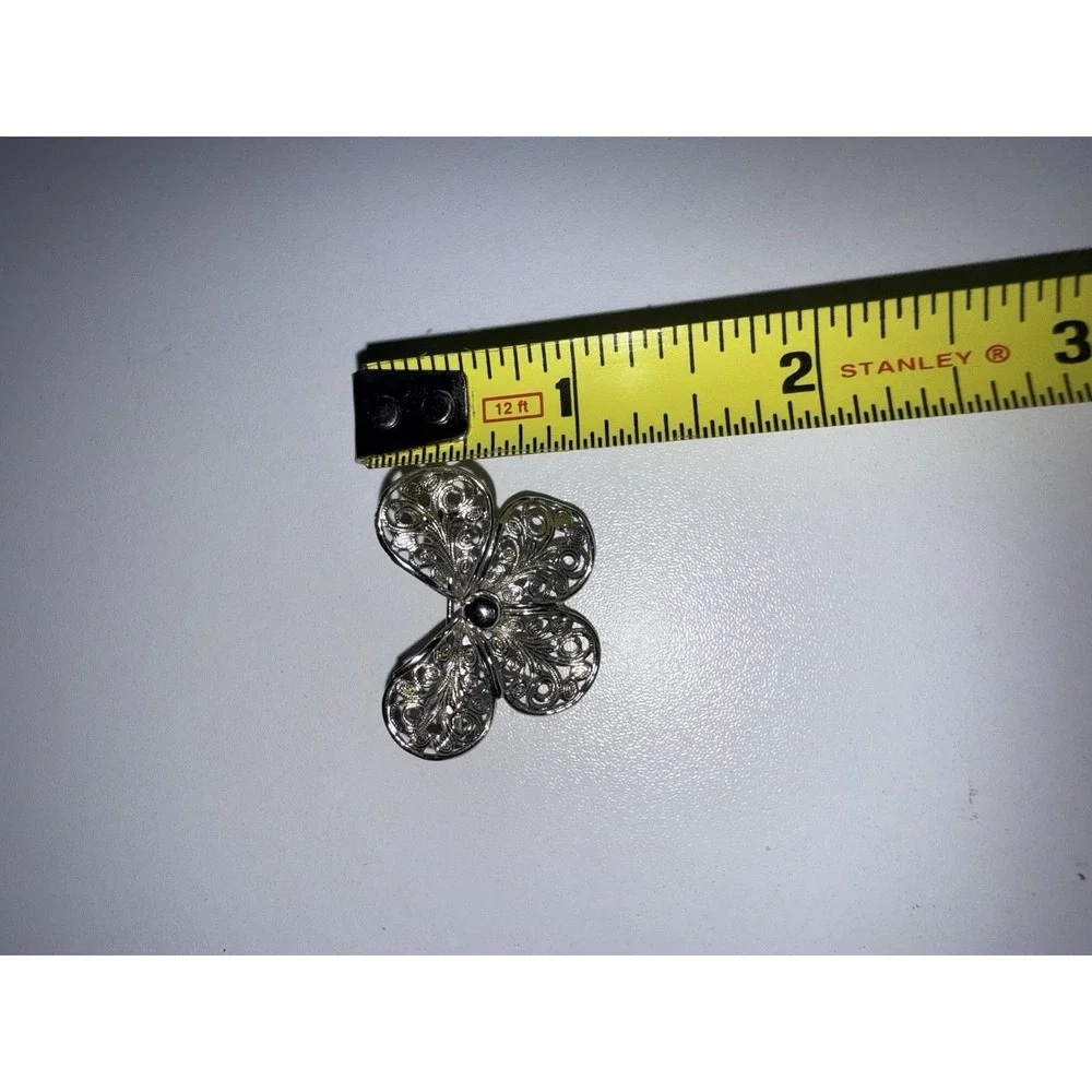Vintage Emmons Silver Tone Open Scroll Filigree Butterfly Pin Brooch‎